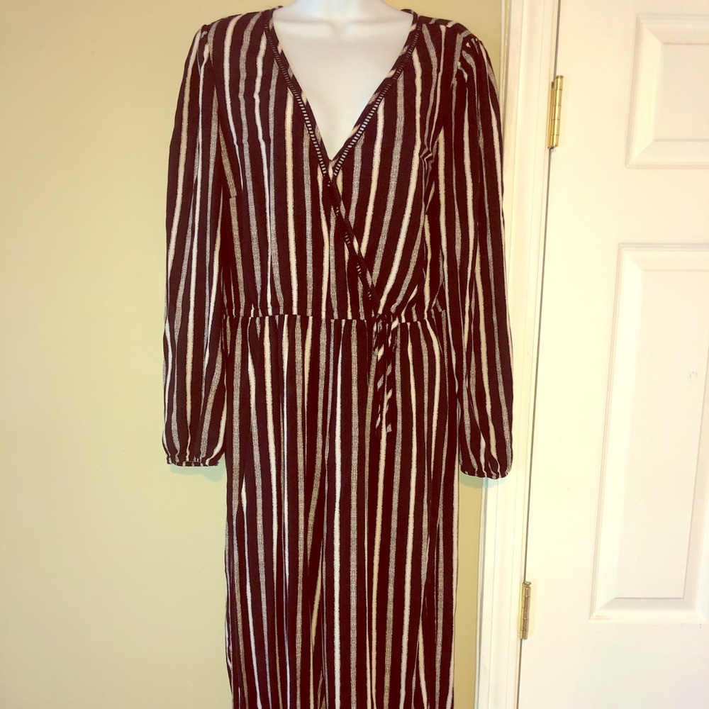 Xhilaration Striped Long Sleeve Wide Leg Jumpsuit